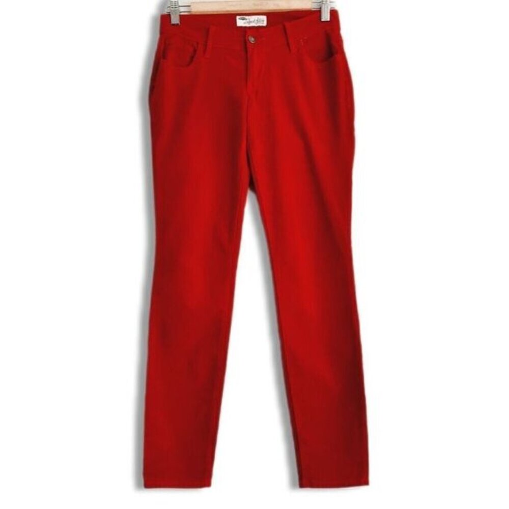 OLD NAVY Rockstar Thin Rib Velour Corduroy Skinny Pants Red Sz 2 Flawed